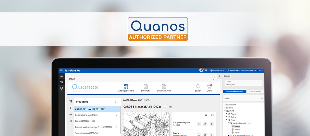 User interface spare parts catalog from Quanos