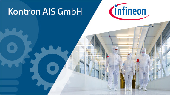 Graphic with people in cleanroom suits walking down a corridor